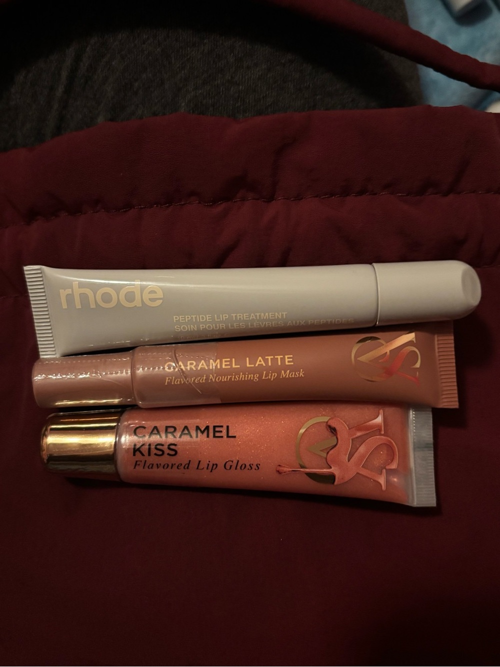 RHODE Lip Trio — Salted Caramel Peptide Treatment & Caramel Gloss